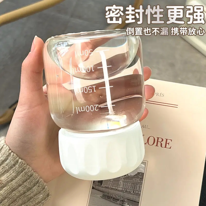 300ml small fat design milk shake cup high borosilicate glass bottle for water milk juice tea beverage