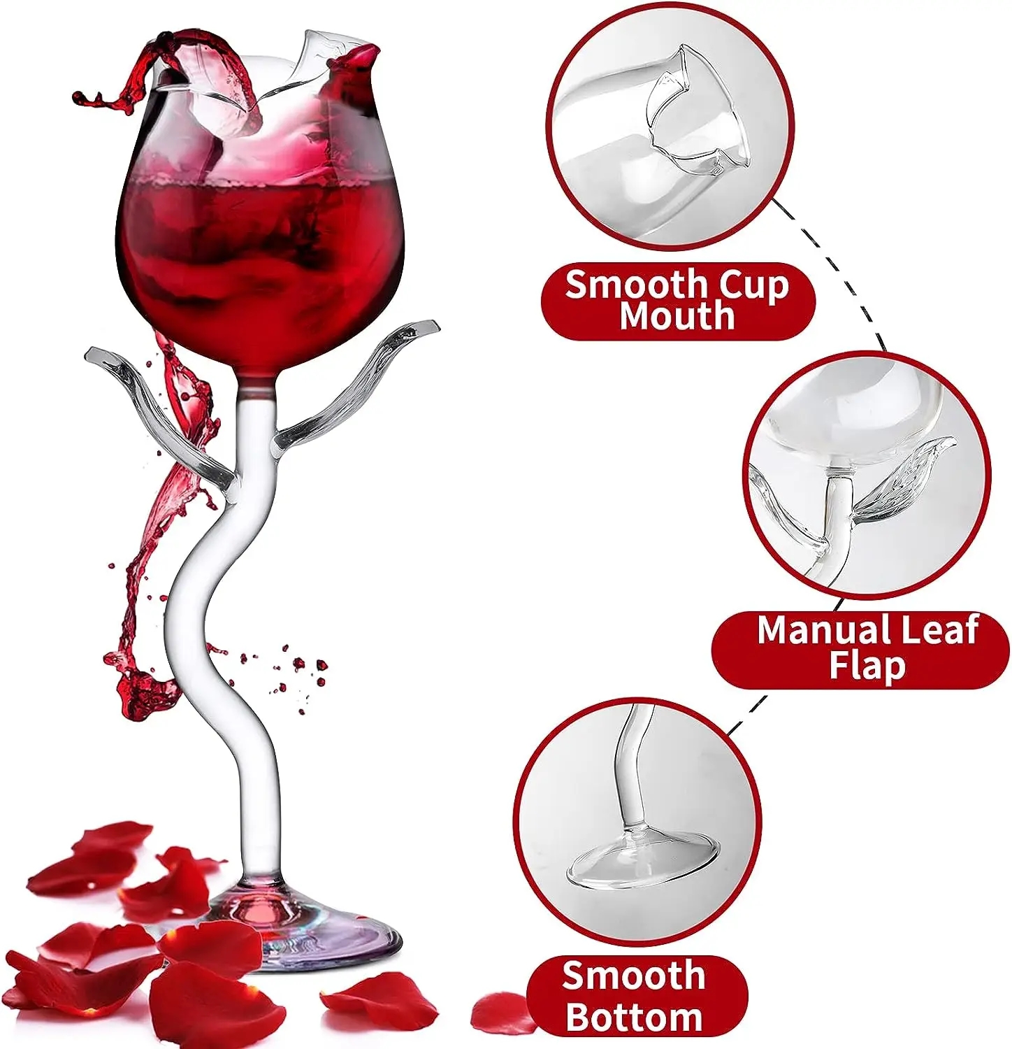 Flower Drinkware Crystal Champagne Flutes Classy Red Wine Glass Rose Cocktail Glass Wine Goblet Glasses