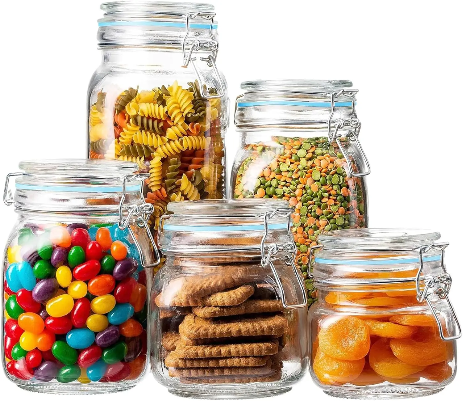 Airtight Glass Kitchen Canisters with Glass Lids Food Storage Jars, Organization, & Canning - Mason Jars Storage Containers