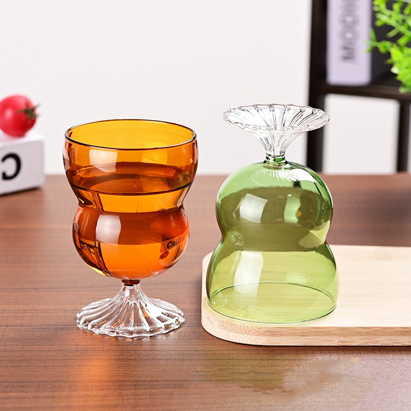 Colored glass wine glass juice milk coffee cup cute heat-resistant office small color goblet