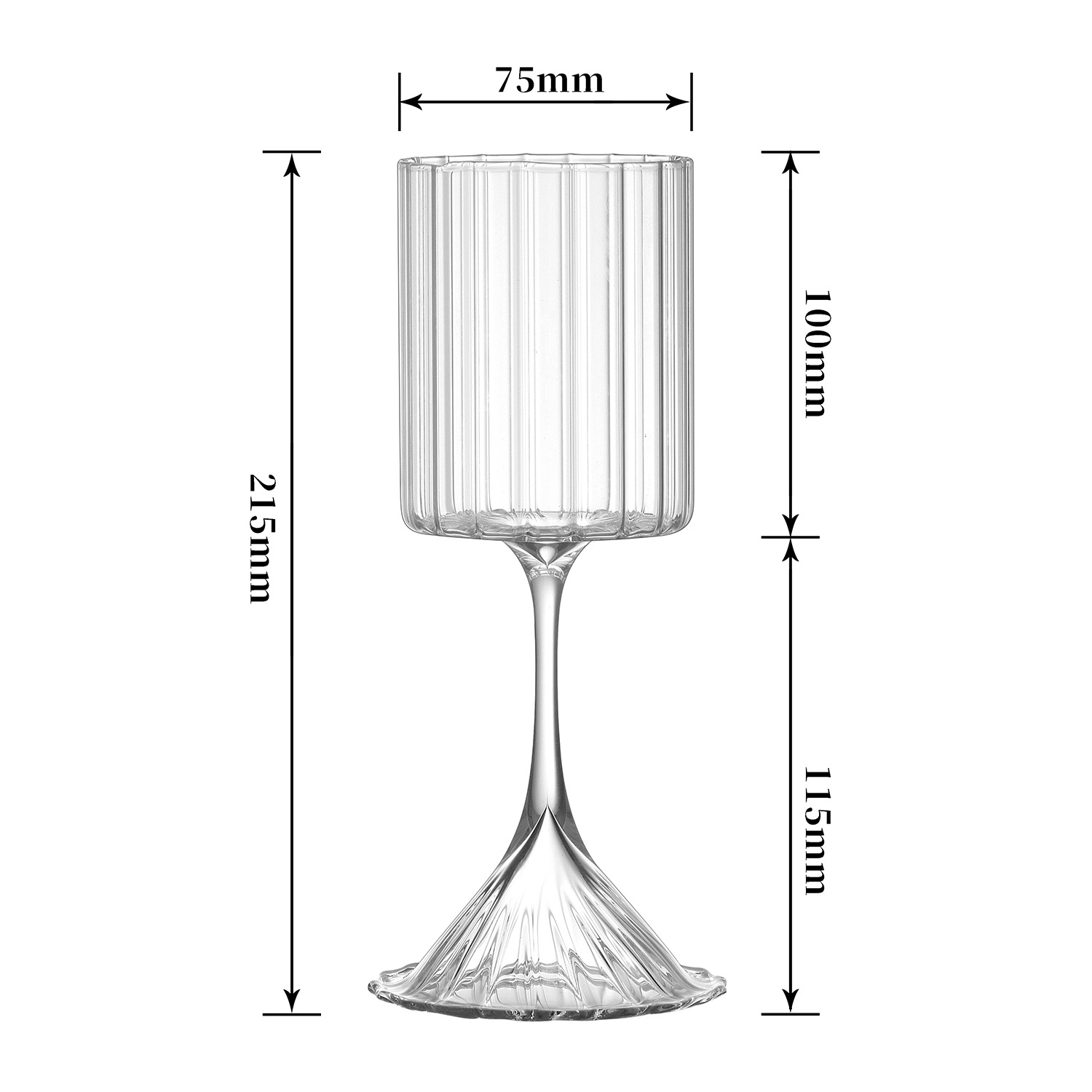 Vertical pattern champagne glass high borosilicate glass red wine glass household whiskey cocktail sparkling wine goblet