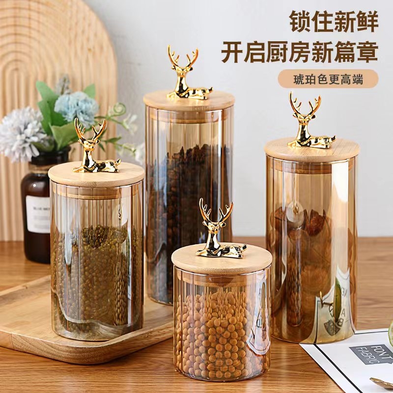 Lutou glass sealed jar food-grade household tea and tangerine peel storage jar with lid for grain storage