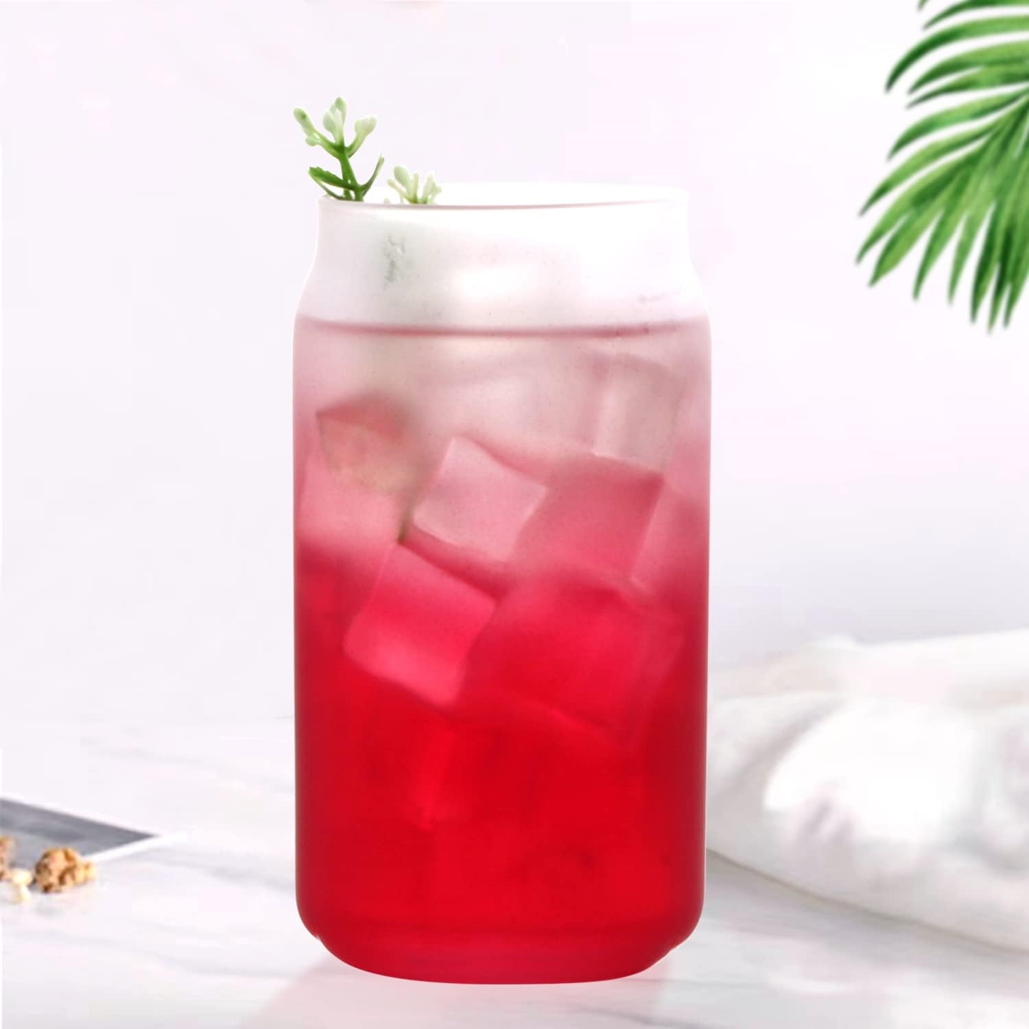 Wholesale colorful can drinking cup with straw beer can glass, color gradient glass drinking cup
