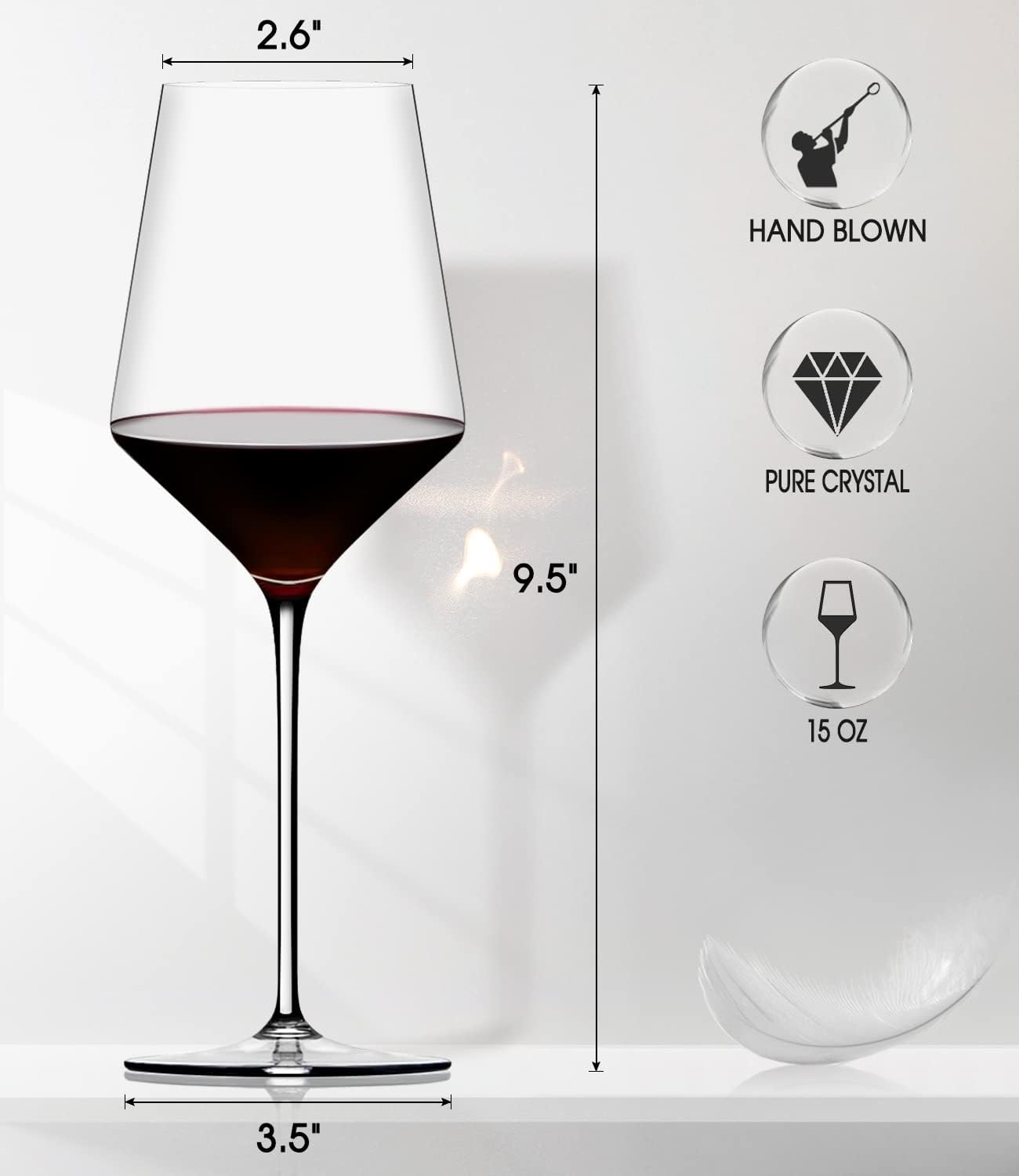 Wholesale red wine glasses 4 piece set premium crystal wine glasses hand blown long handle unique wedding anniversary gift