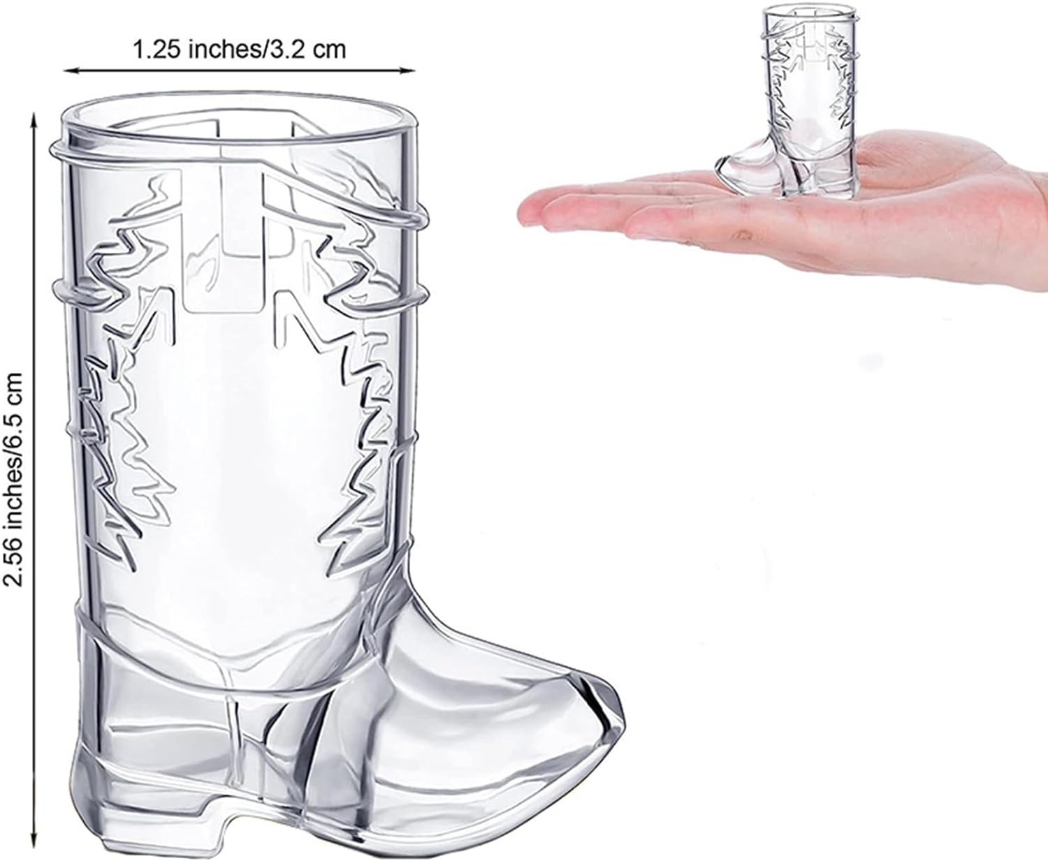 Cowboy Boot Wine Glass, Western Party Glass Hard Plastic Mini Funny Cup for Birthday Party White