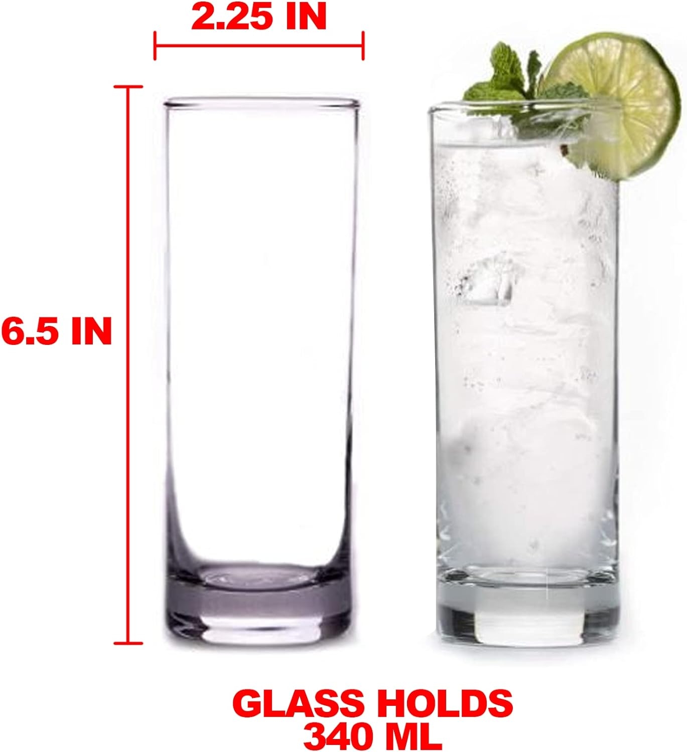 High Quality High Ball Drinking Glass Bar Glassware for Mojito, Whiskey, Cocktails