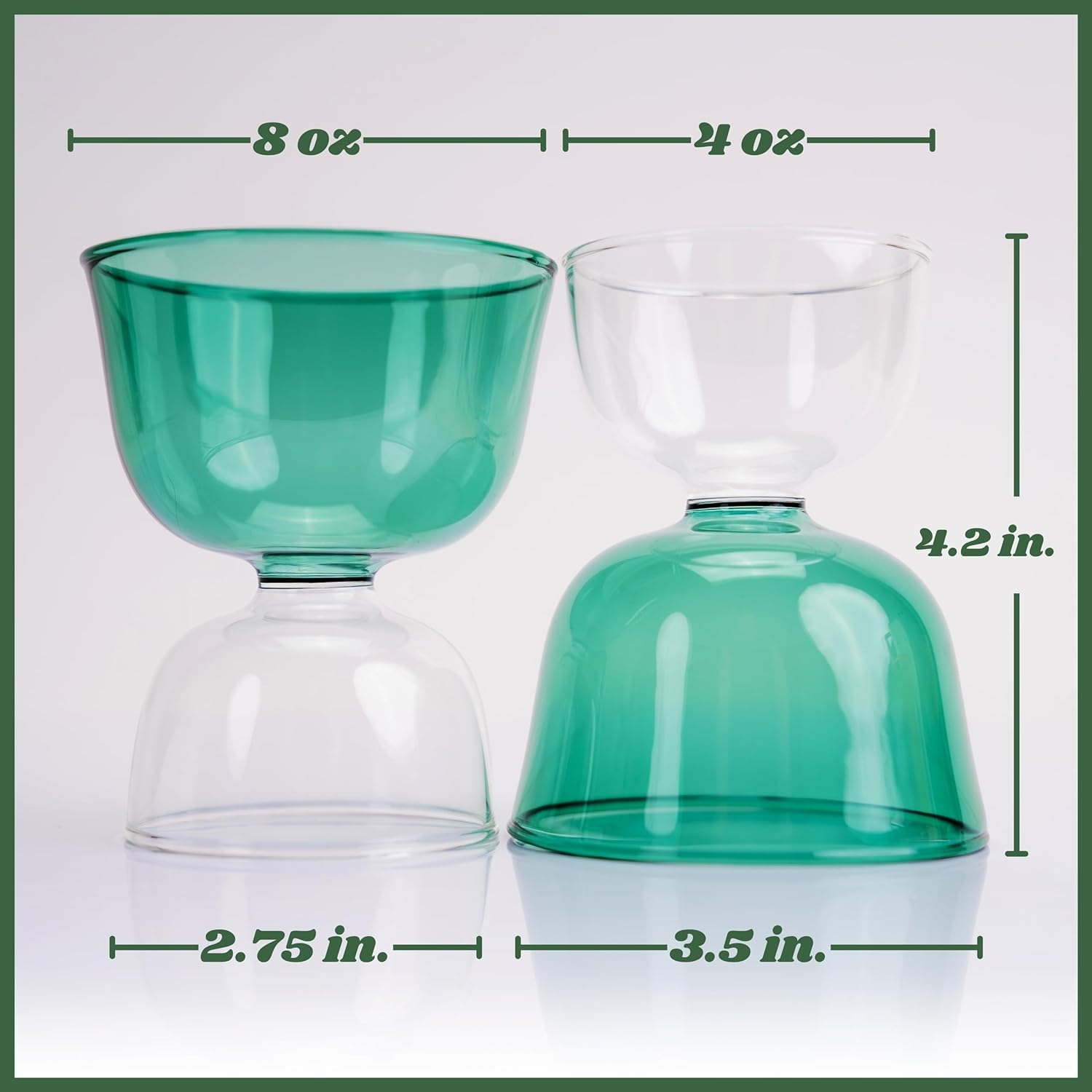 Unique Cocktail Glass Double Sided Colored Glass Cute Glassware Retro