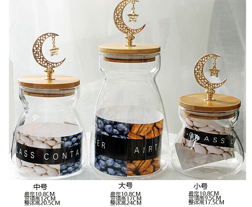 Glass bamboo lid sealed jar coffee bean cotton swab candle holder home decoration storage jar