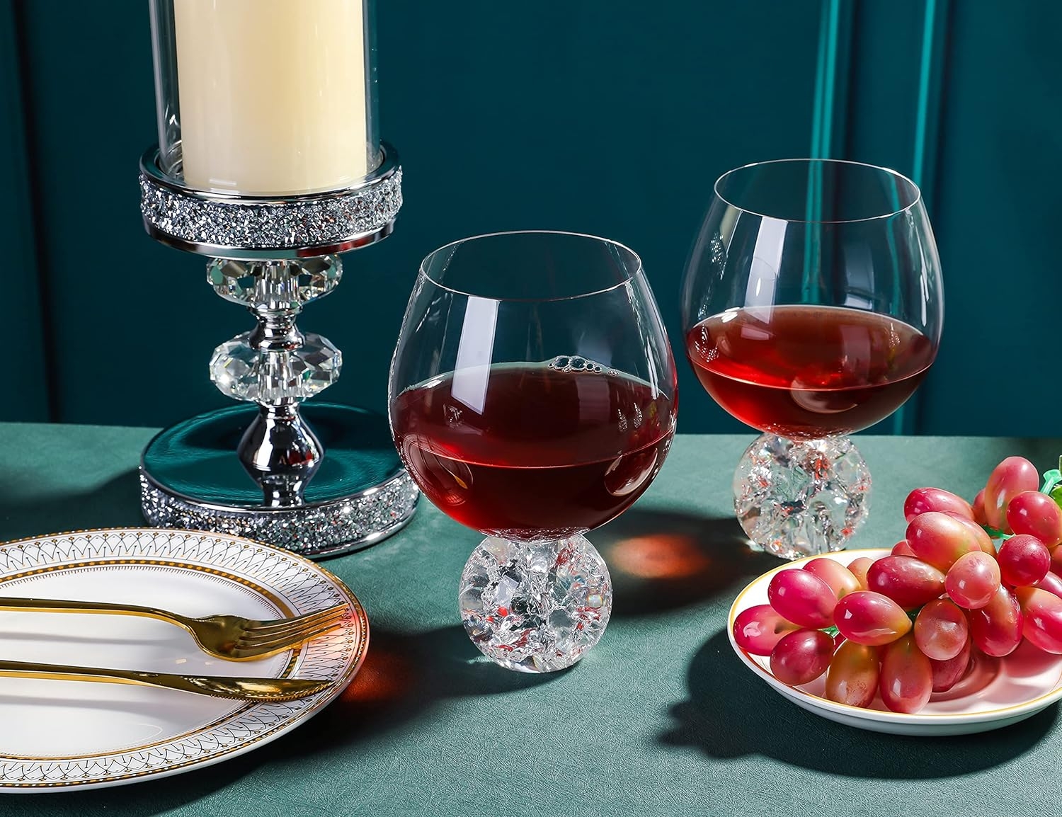 Red wine glass crystal wine glass with ball base wine tasting, anniversary, birthday gift