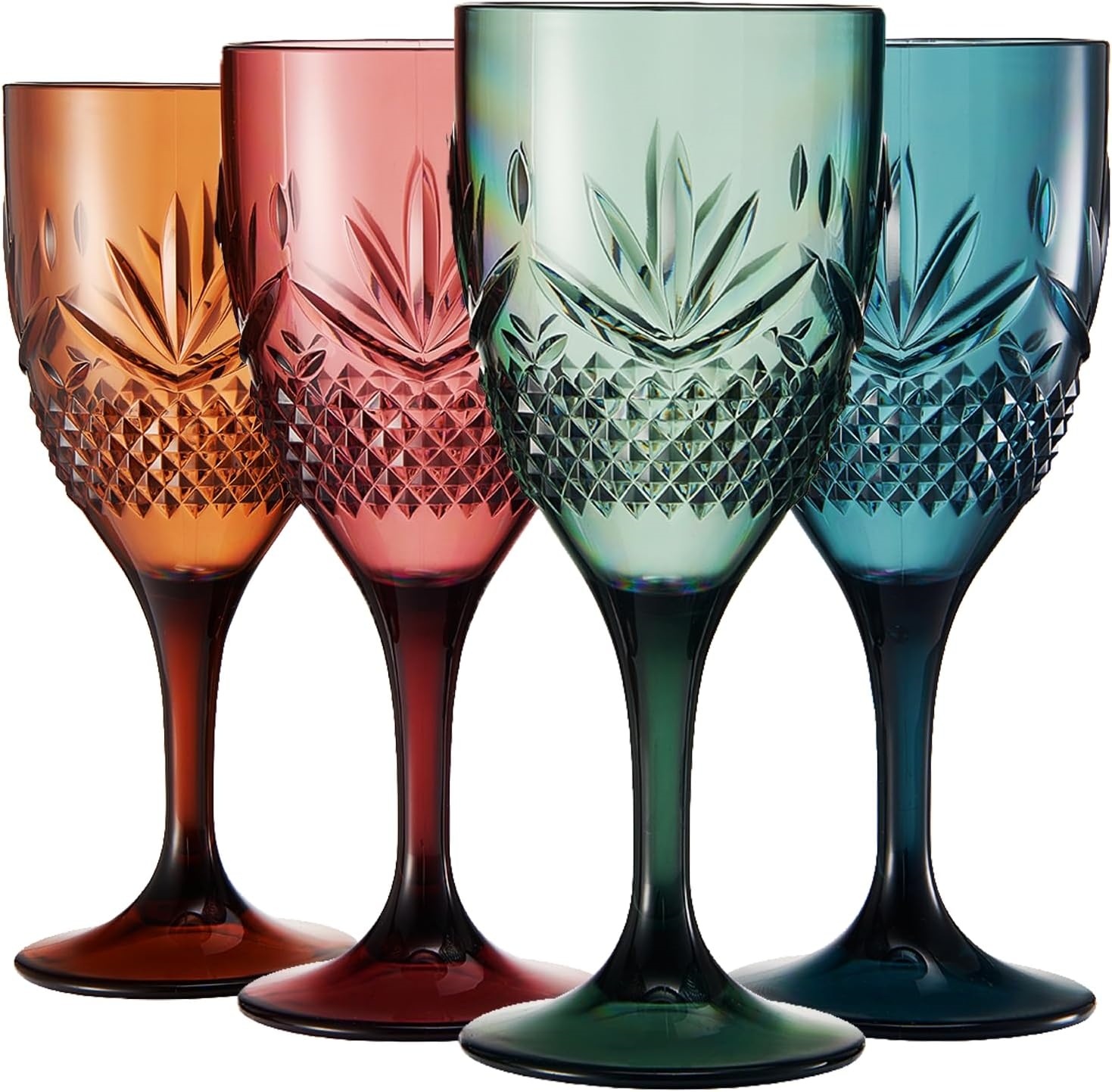 Tall fancy goblet crystal glass drinking set long handle flute wine tasting colorful wine glass