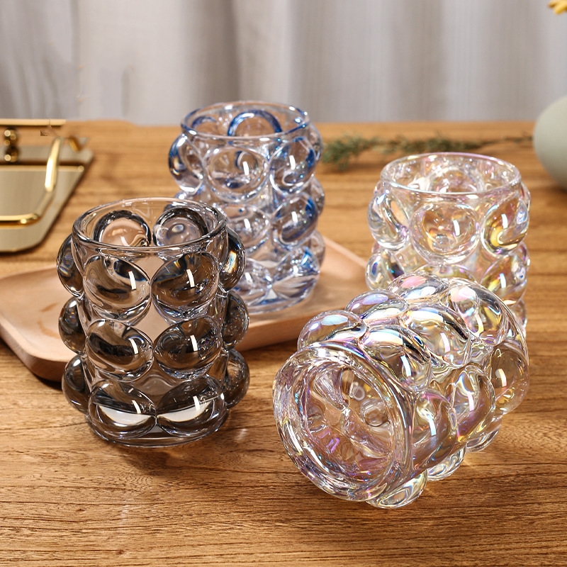 High-Aesthetics 360ml Glass round Ball Cup Creative Pen Holder for Makeup Candlestick Candle Storage-for Gifts