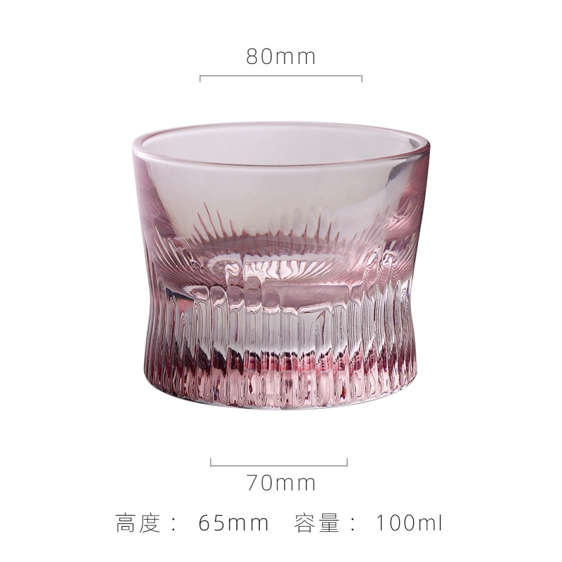 Creative New Embossed Whiskey Crystal Glass Pink Household Wine Cup with Special Grid for Bar and Home Use