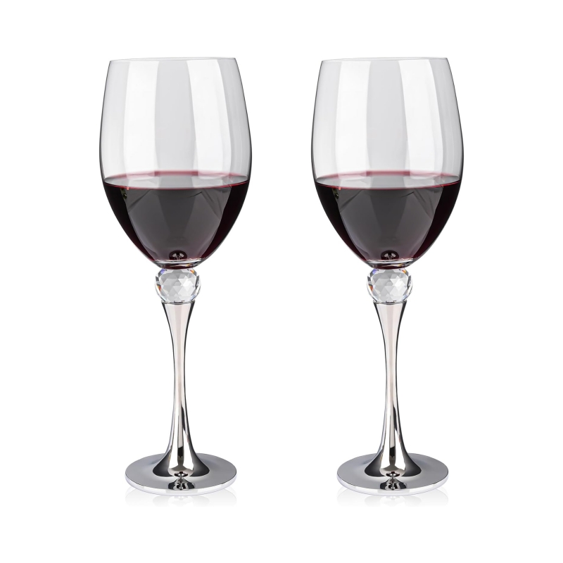 Premium Crystal Wine Glasses with Metal Base - Ideal Gifts for Any Occasion Long Stem Design