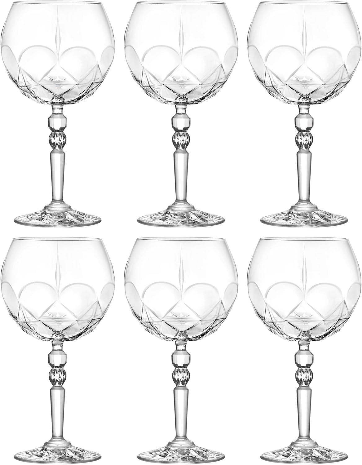 Beautifully designed goblets, crystal cocktail glasses