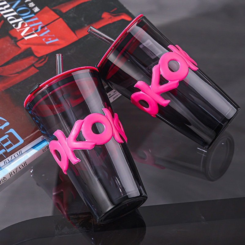 Stylish Portable Water Cup with Double Straw - Ideal as Internet Celebrity Souvenir and Opening Event Gift and Coffee