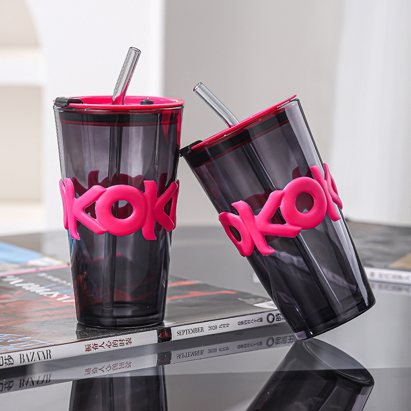 Stylish Portable Water Cup with Double Straw - Ideal as Internet Celebrity Souvenir and Opening Event Gift and Coffee