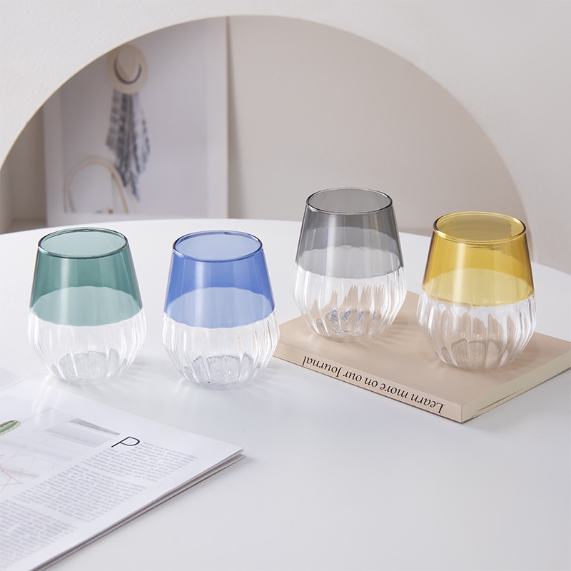 Multi-Purpose Striped Glass Drinking Cups - For Wine, Champagne, Large Drinks, Tea, and Whiskey