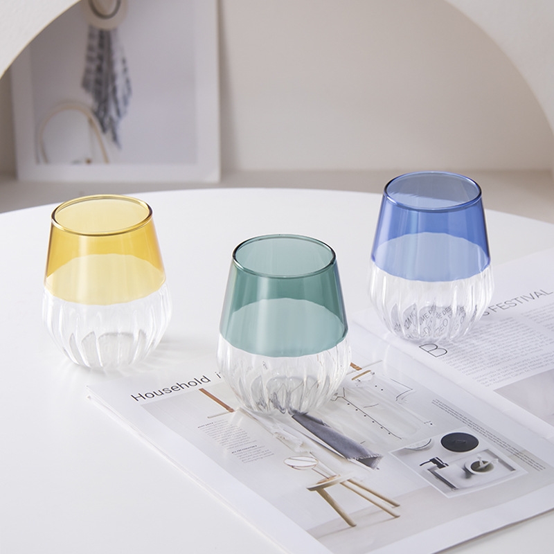 Multi-Purpose Striped Glass Drinking Cups - For Wine, Champagne, Large Drinks, Tea, and Whiskey