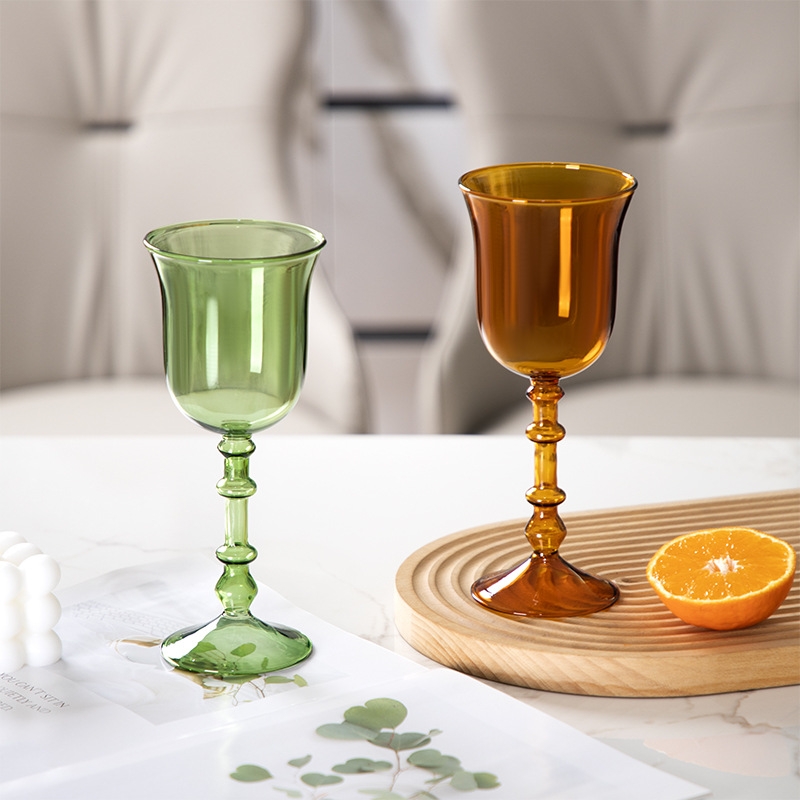 French goblet, colored dessert wine glass, Roman column wine glass, colored glass wine glass, home decoration cup