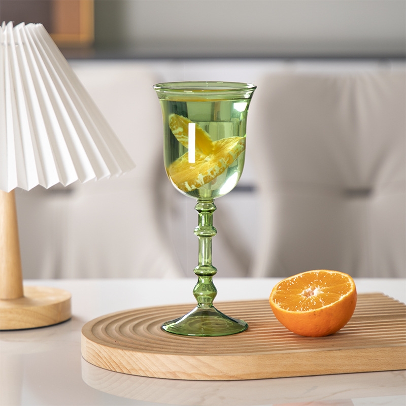 Murano Glass Goblets Venetian Goblets & Colored Dessert Wine Glasses - Roman Column Design & Colored Glass Wine Glasses for Home Decoration