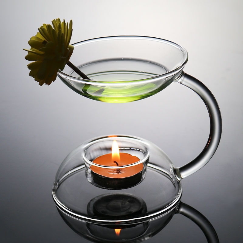 European high temperature resistant transparent glass household incense lamp hotel restaurant essential oil lamp