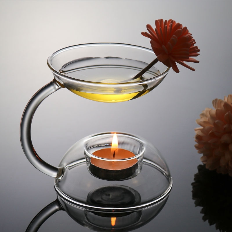 European high temperature resistant transparent glass household incense lamp hotel restaurant essential oil lamp