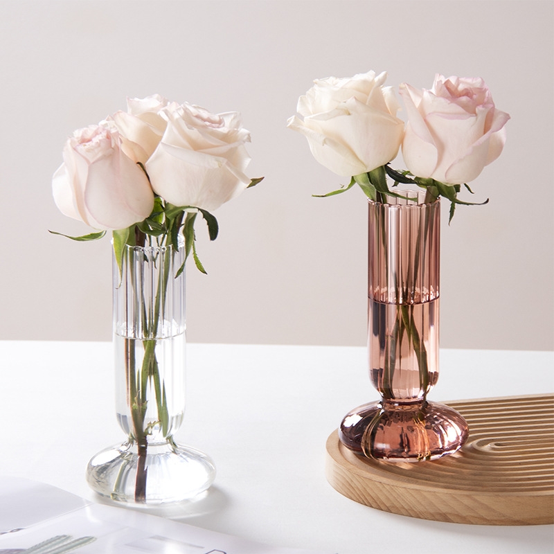 New simple glass vase flower arrangement decoration living room entrance model room dining table hotel light luxury craft vase