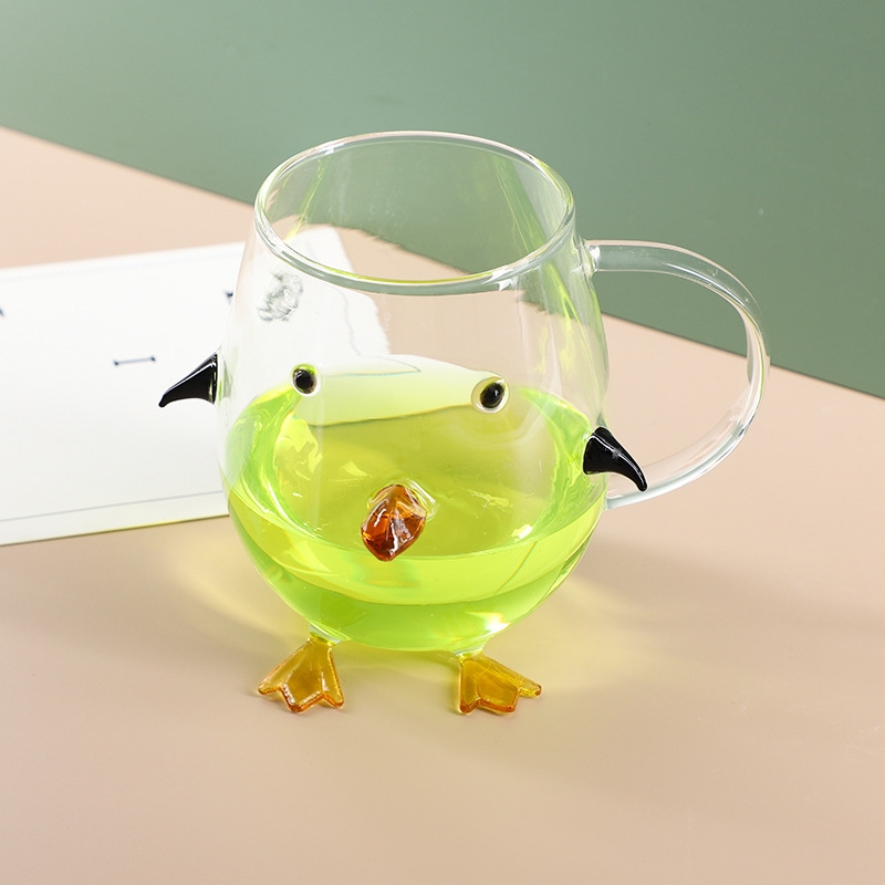 Cute Creative penguin goblet wine glass household drinking cup with handle crystal wine glass