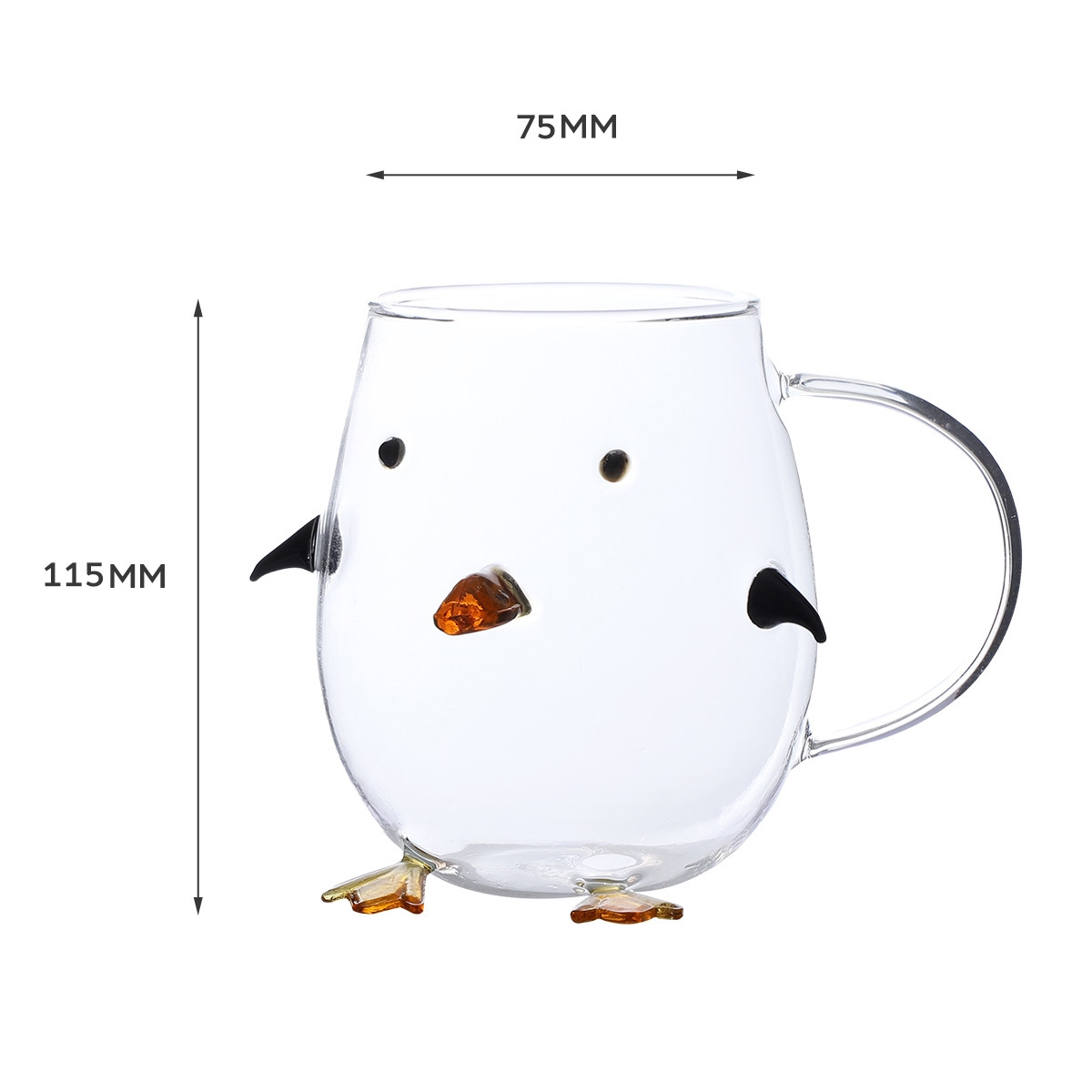 Cartoon three-dimensional penguin glass water cup household drinking cup with handle deer wine glass goblet