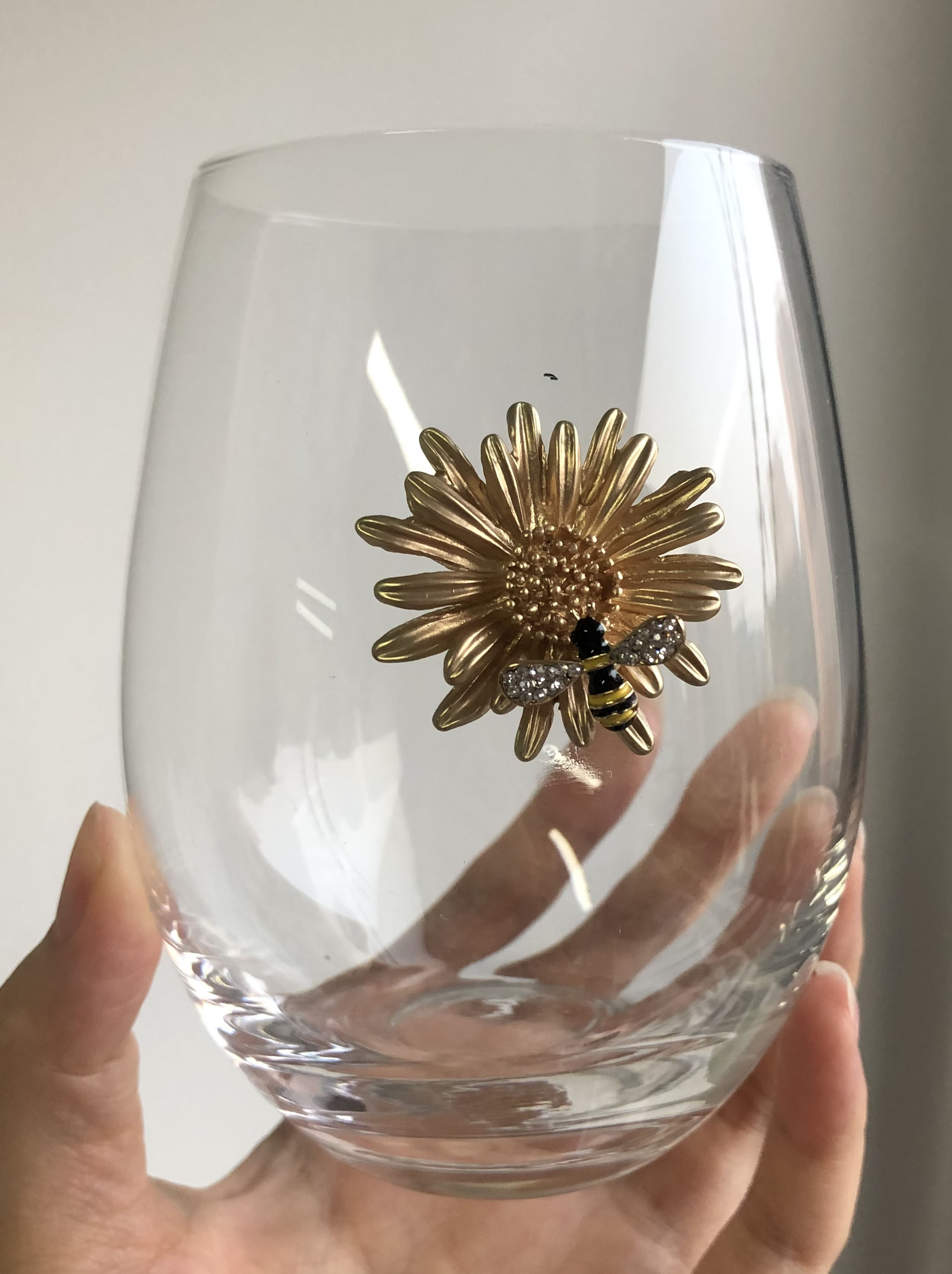 NEW Christmas tree stemless wine glass 