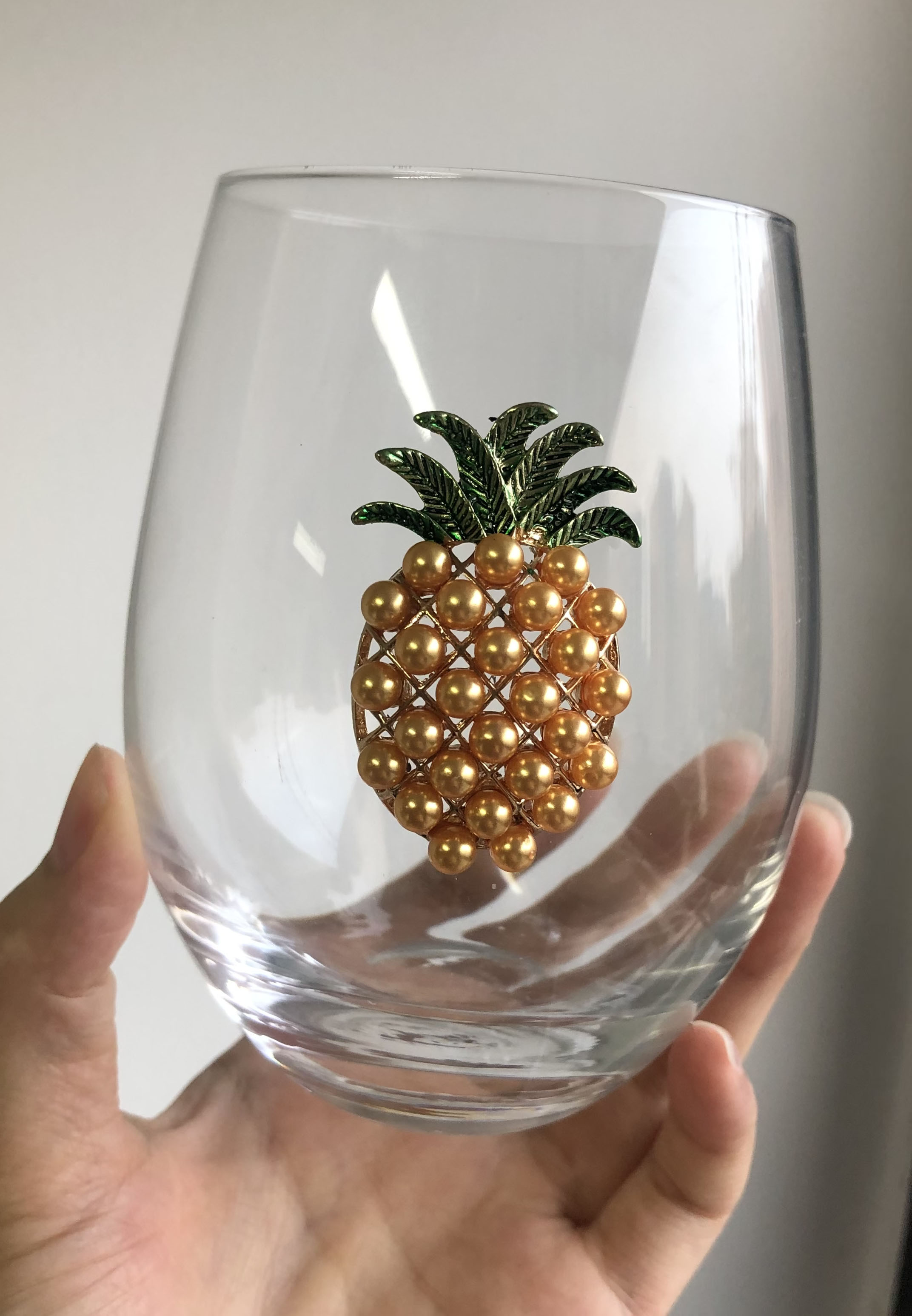 NEW Christmas tree stemless wine glass 