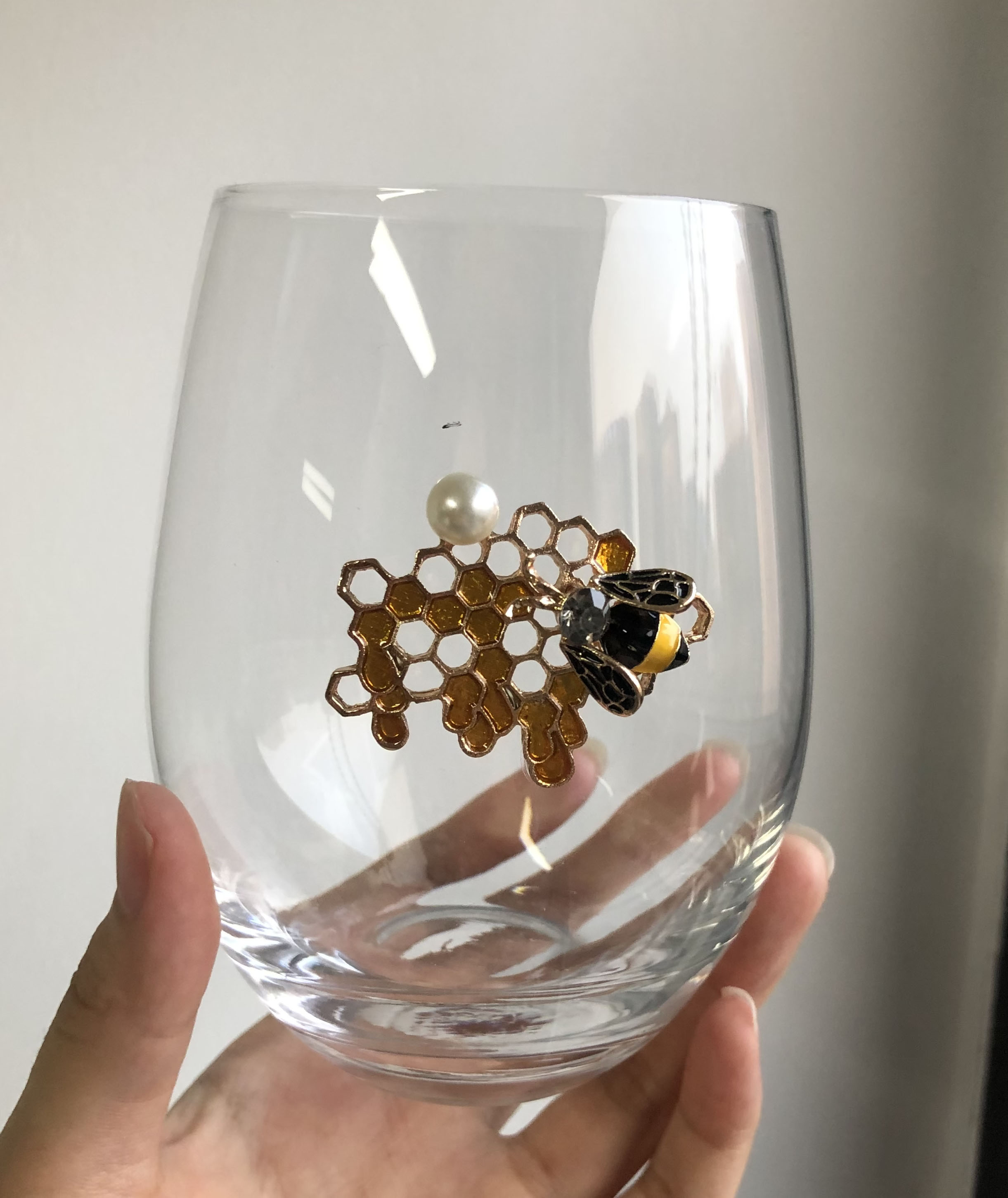 NEW Christmas tree stemless wine glass 