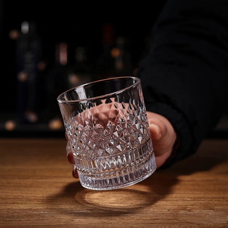 Creative Embossed Glass Cup 340ml Wholesales of Whisky Glass Cup for the bar Party