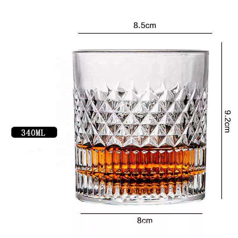 Creative Embossed Glass Cup 340ml Wholesales of Whisky Glass Cup for the bar Party