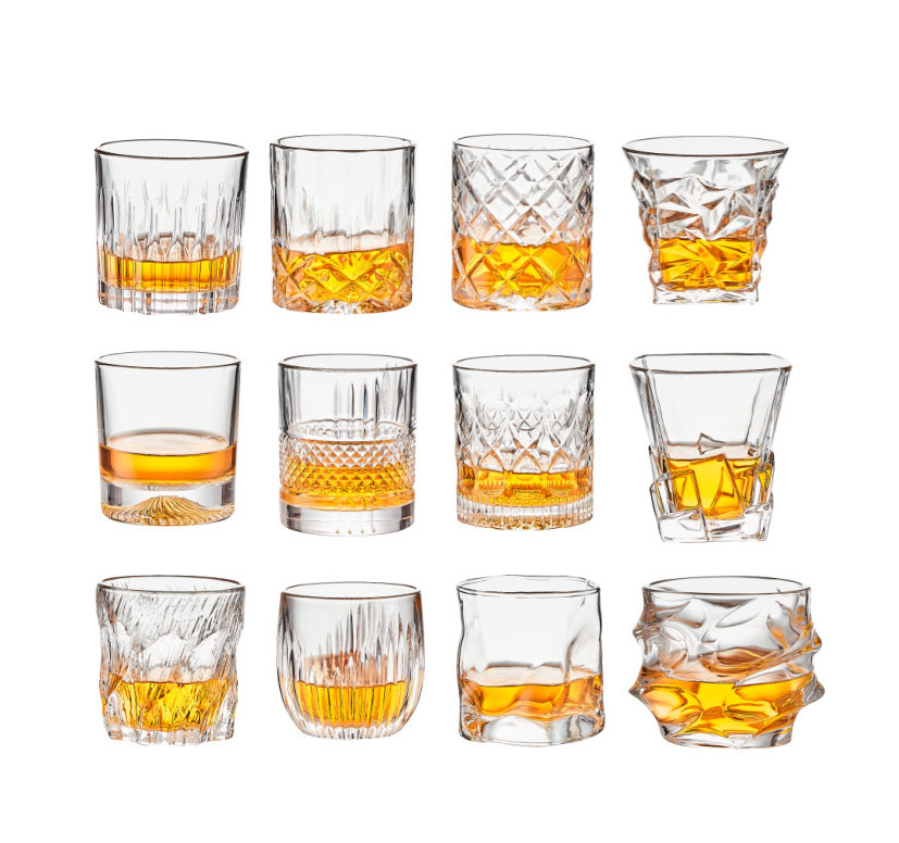 Embossed whisky glass gift box set bar classic spirits foreign wine glass home glass glass beer glass