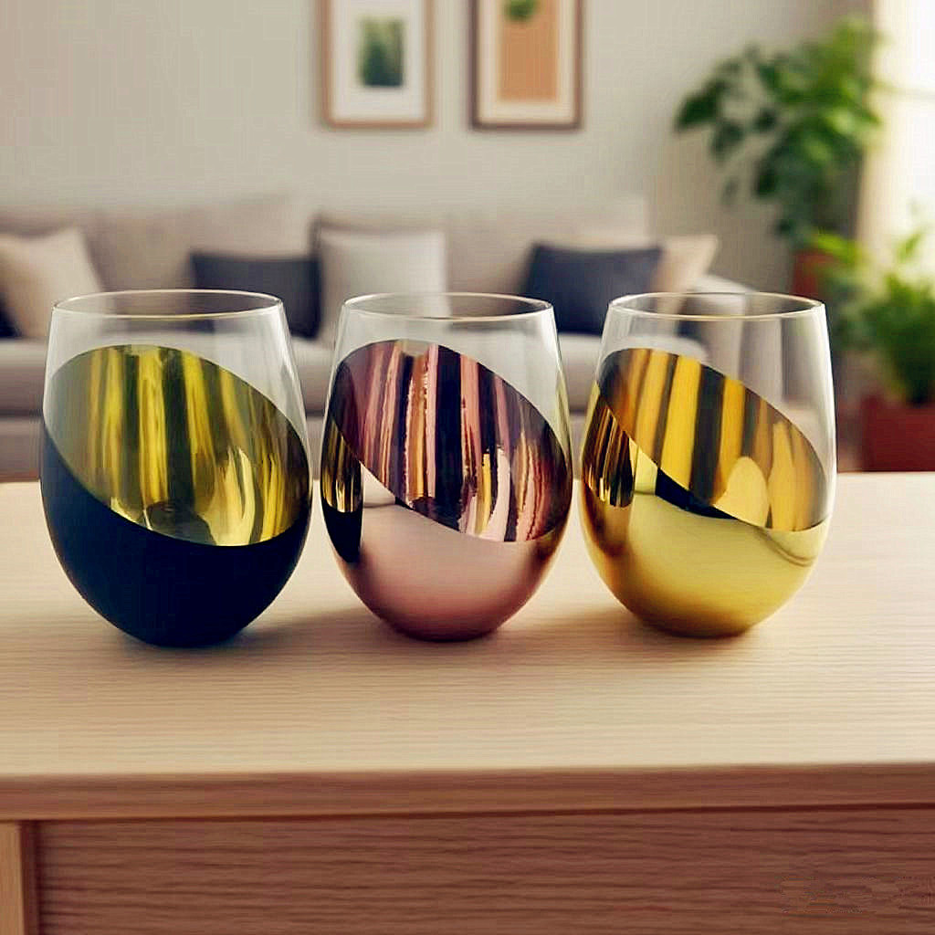 Metallic Color Block Stemless Glass Wholesale