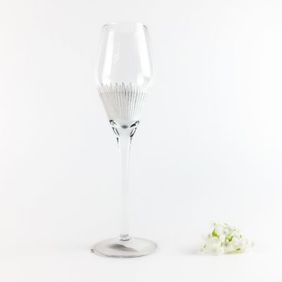 Aikehomeware clear champagne glass with carving  