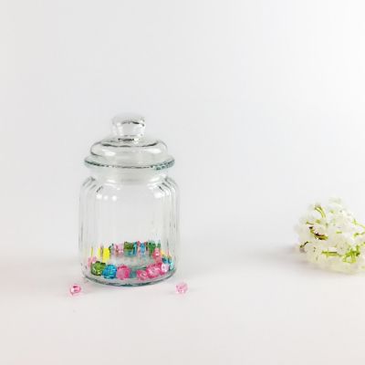 hand blown clear strip candy jars with lids