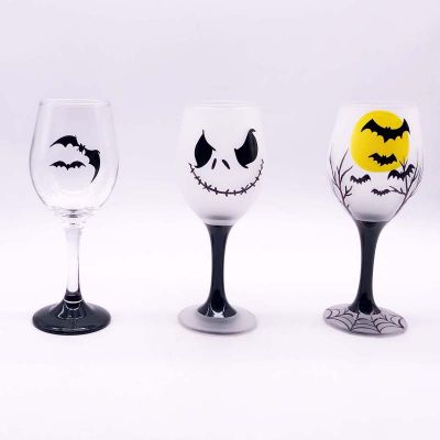 Popular halloween Design Handmade Painting Glassware Wine Glass Set from China Direct Factory