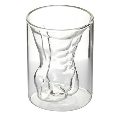 Creative man body borosilicate double wall wine glass