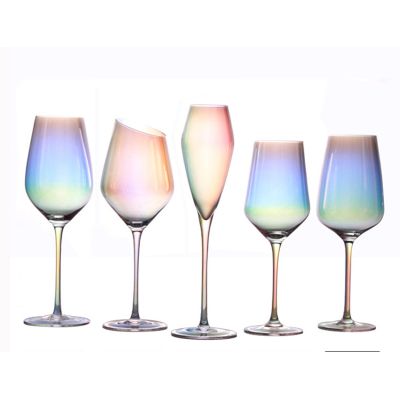 Aikehomeware rainbow handmade stem wine glass