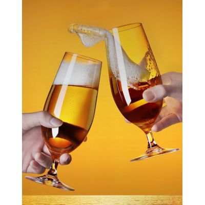Wholesale unique wide mouth tulip shaped long stem beer glass brandy glass