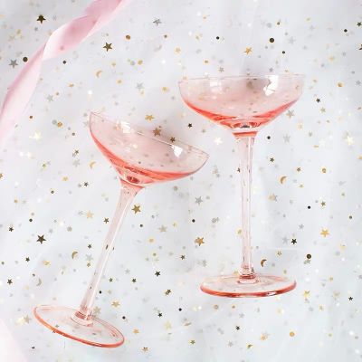 200ml wholesale hand blown pink martini cup color stem cocktail glass