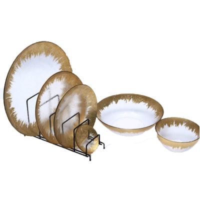 luxury gold rim charge plate for wedding decoration glass charge plate wedding