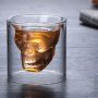 Heat Resisting Borosilicate skull Shaped Double Wall Wine Whisky Glass