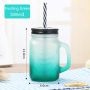 Wholesale Transparent 500 ml Mason Glass Jar with Handle Straw Fruit Beverage Mason Jar
