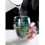 Colored double wall coffee mug heat resistant and transparent tea cup heat insulation glass cup