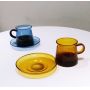 220ml Durable fashion coloured glass coffee cup with handle