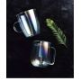 New design rainbow color double wall high borosilicate heat-resistance glass creative coffee cup with handle