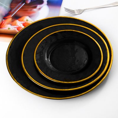 Classic Black Catering Color Glass Charger Plate Glass Tableware for wedding